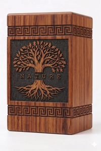 Wooden Urn <b>Memorial</b> Keepsake <b>Box</b> Tree of Life Engraved Cremation Ash Holder Remembrance Gift - Product Image 1
