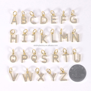 Colgante de dijes iniciales de letras del alfabeto de moissanita blanca personalizada chapada en oro de Plata de Ley 925 para pendientes de collar DIY - Product Image 4