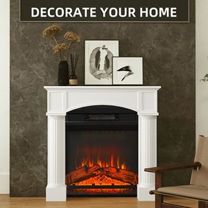 Caminetto Elettrico Autoportante Bianco con Cornice 43.3" L x 42.8" A - Product Image 4