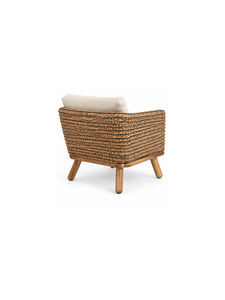 Fauteuil en rotin moderne avec coussin en coton, pieds en bois, design mid-century pour salon, meubles de maison - Product Image 5