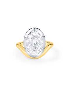 Anillos de Compromiso de Diamantes, Oro Sólido de 14K, Corte Ovalado, Diamante Cultivado en Laboratorio, Diseño Ondulado Minimalista, Anillo de Propuesta, Aniversario, Joyería Moderna - Product Image 1
