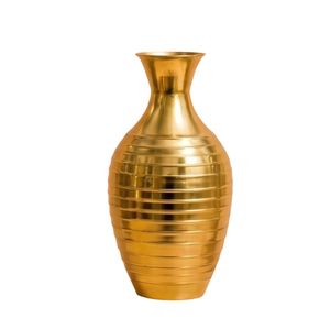 Ensemble de 3 vases à fleurs en métal finition laiton doré de luxe, vases décoratifs à motifs floraux pour la maison, l'hôtel, la table de mariage - Product Image 6