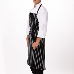 Bib Apron <b>Black</b> <b>White</b> <b>Striped</b> Cotton Adjustable Waist Classic Chef Apron for Cooking Work Suit New Design Chef Aprons - Product Image 2