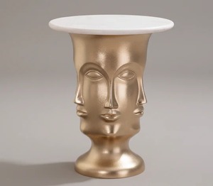 Table d'appoint décorative avec sculpture en forme de plume, finition antique, pour la maison, le salon, les hôtels, les villas. - Product Image 5