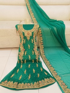 2022 Venta caliente pakistaní indio trabajo hecho a mano gasa Salwar Kameez traje vestido de novia para ocasiones especiales de verano - Product Image 5