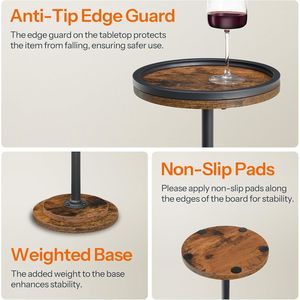 Small Round Pedestal Accent Console <b>Table</b> for Drinks Coffee or Martini for Small Spaces in Living Room or Bedroom <b>Sofa</b> <b>Side</b> - Product Image 4
