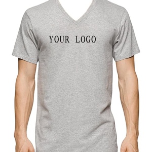 T-shirt Homme Col V Manches Courtes Coupe Épaules Tombantes Dernière Mode 100% Coton Tricoté Écologique Respirant Vente en Gros OEM Export - Product Image 5