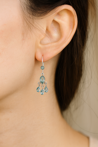 Pendientes de Topacio Azul Natural, Plata de Ley 925, Bañados en Oro Amarillo y Oro Rosa, Pendientes Colgantes de Cristal Curativo - Product Image 4