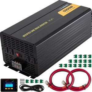 Inverter a Onda Sinusoidale Modificata 5000W da DC 12V a AC 120V, Convertitore per Auto con Telecomando LCD, Indicatore LED, Uscita 110V/220V - Product Image 1