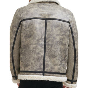 Veste en cuir véritable pour hommes personnalisée de haute qualité avec col en peau de mouton Stand Style Winter High Street Pattern - Product Image 2