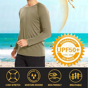 เสื้อเชิ้ตแขนยาวผู้ชาย UPF 50+ ป้องกันรังสียูวี เสื้อเชิ้ตสำหรับออกกำลังกายสำหรับการเดินป่า วิ่ง ออกกำลังกาย ฝึกซ้อมกลางแจ้ง อย่างรวดเร็ว - Product Image 4