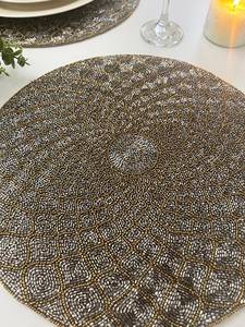 High Classic Vintage <b>Beaded</b> Square <b>Placemat</b> Bohemian Design Polyester Cotton Eco-Friendly Reusable Wedding Banquet Handmade - Product Image 2