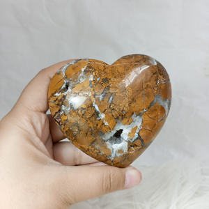 พลอยแจสเปอร์ธรรมชาติชุบเกล็ดขนมปังแบบอินโดนีเซียซัลวาเนสคริสตัลงานหัตถกรรมรูปหัวใจใหญ่ขัดเงาด้วยมือ - Product Image 1
