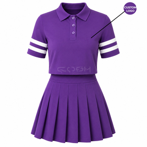 Cosh International Sisterhood Sorority <b>2</b> <b>Piece</b> Polo Shirts & Pleated Skirt Set High Waist Luxury Tennis Suit Set - Product Image 4