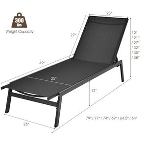 <b>Outdoor</b> <b>Reclining</b> 6-Position Adjustable Back Chaise Lounge Chair for Sun Lounging - Product Image 6