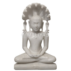 Estatua de Parasnath de Mármol Blanco |   Murti de mármol Parasnath hecho a mano para el hogar y el templo Jain - Product Image 1