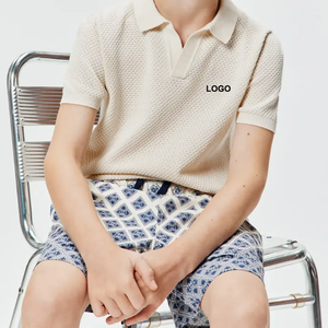 Custom Devon <b>Bubble</b> Stitch Knit Fabric Polo Shirt With Logo For <b>Kids</b> Primary School Uniform - Product Image 2