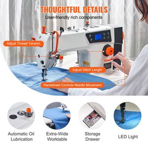 Macchina da Cucire Industriale per Uso Domestico, Motore Servo 550W, 5000 giri/min, Alta Velocità, Punto Annodato Resistente con Tavolo e Supporto - Product Image 2