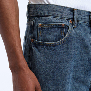 Pantalones vaqueros acampanados de cintura alta para hombre, de mezclilla lavada a la piedra, con cierre de botones, casuales, azules, de algodón, de peso medio, de lona tejida, antiencogimiento - Product Image 6