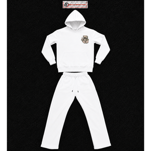 Conjunto Deportivo para Hombre, Sudadera con Capucha Blanca y Logotipo Gráfico en el Pecho, Pantalones Jogger a Juego, Ropa Deportiva Casual - Product Image 5