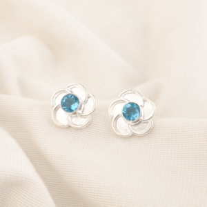 New Arrival Niharika Gems Silver Plated Precious Metal Alloy Luxury <b>Stud</b> <b>Earrings</b> With For <b>Blue</b> Topaz Freshwater Pearl <b>Earrings</b> - Product Image 1