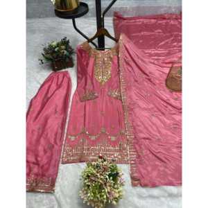 เสื้อผ้ามุสลิมแบบดั้งเดิมที่สวยงามและอุปกรณ์เสริมด้านบน-พลาสโซและ dupatta กับงานปักลำดับ - Product Image 3