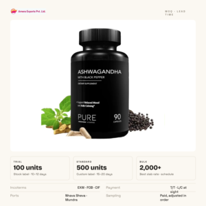 VITAMINAS PURAS Ashwagandha con Pimienta Negra 90 Cápsulas Suplemento Dietético Favorece el Estado de Ánimo Relajado y Ayuda a Calmar - Product Image 6