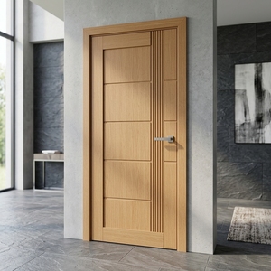 Puerta Kalyana Linea, Moderna, de Madera de Teca, con Líneas Acanaladas, Minimalista, de Lujo, para Entrada Principal, Puertas Arquitectónicas de Entrada - Product Image 3