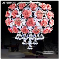 MEEROSEE Cristal Rose Lustre Fleur Lustres Lumières pour Salon Suspension Lampe MD88022