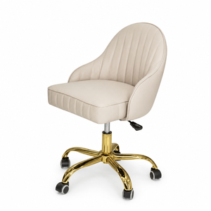 Ensemble de mobilier de salon de manucure et pédicure de luxe, blanc crème, rose blush, or, 3 fauteuils de pédicure, 3 tables de manucure, comptoir de réception - Product Image 6