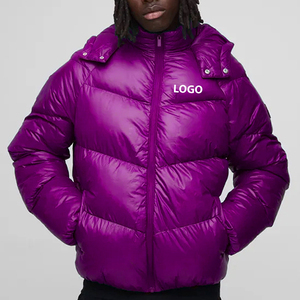 Vêtements d'extérieur, veste imperméable personnalisée pour homme, veste bomber rembourrée brillante pour l'hiver, veste épaisse et chaude pour homme, veste à capuche - Product Image 2