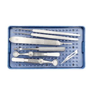 Juego de 8 instrumentos quirúrgicos manuales para el manejo de calazón, kit de curetas y fórceps para cirugía oftálmica de párpados con bandeja y bisturí - Product Image 2