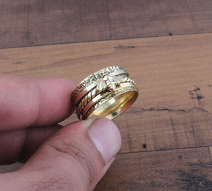 Wholesale 925 Sterling Silver Bee <b>Spinner</b> <b>Ring</b> Gold Plated Honey Bee Fidget <b>Ring</b> Anxiety Relief Meditation Spinning Band - Product Image 4