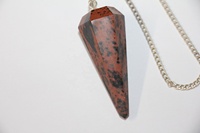 Venta al por mayor de herramientas de radiestesia de péndulo hexagonal de cristal de obsidiana de caoba pulida, hermosas, de primera calidad, para protección y conexión a tierra.