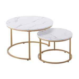 Vintage Nesting <b>Coffee</b> <b>Table</b> Set of 2 27.6 in <b>Small</b> Place Side <b>Tables</b> for Night Stand or End <b>Table</b> - Product Image 1