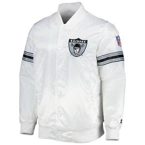 Chaqueta Bomber Blanca de los Oakland Raiders para Hombre, con Logotipo Bordado, Cuello Alto, Estilo Casual para Otoño - Product Image 3