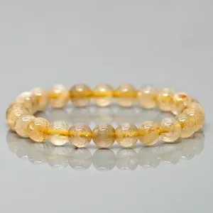 Natural Golden Rutile Quartz 8mm Round Gemstone Beads for Jewelry Making <b>Bracelet</b> Necklace DIY Craft Supplies - Product Image 2