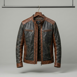 Veste en cuir pour homme style café racer, prix de gros, haute qualité, meilleur style, veste en cuir tendance pour homme - Product Image 1