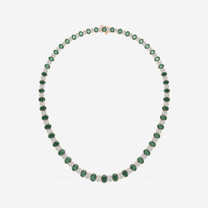 Collar de Moda con Zafiro Ovalado Creado en Laboratorio de 7.5x5.2 mm y 10 CTW, Diamante Ovalado Cultivado en Laboratorio, Gema Azul Elegante - Product Image 2