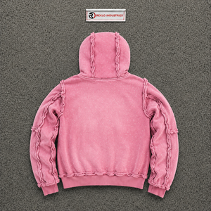 Sudadera con capucha rosa con cremallera CASUAL HIDDEN TRUTH para hombre, corte holgado, forro polar oversize, ropa casual de otoño, moda urbana oversize - Product Image 6