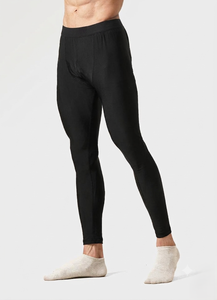 <b>Men's</b> Black <b>Compression</b> Leggings Elastic Waist 85% Polyester Workout Pants Full Length Athletic <b>Tights</b> 180g Solid - Product Image 3