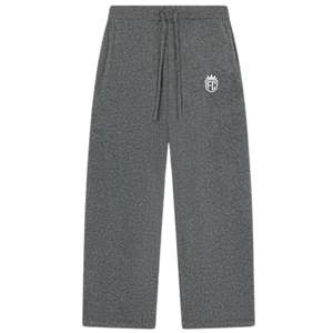 Pantalon de jogging tricoté coupe baril, couleur anthracite, taille élastique, en maille, décontracté, pour homme et femme, coupe confortable, style urbain moderne - Product Image 1