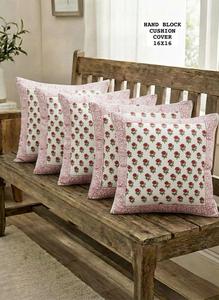 Jaipuri Hand Block Printed Floral <b>Cushion</b> Cover 16x16 Square Vintage Throw Pillow Case for Sofa Home Decor - Product Image 5