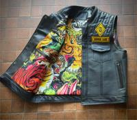 Gilet de moto en cuir matelassé diamanté