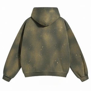 เสื้อฮู้ดดี้สีเขียวมะกอกแบบดิสเทรสลายสาดสี |   เสื้อพูลโอเวอร์ผ้าฟลีซหนาน้ำหนักมากขนาดโอเวอร์ไซส์ |   เสื้อฮู้ดสตรีทแวร์สไตล์วินเทจแบบฟอกสี |   ฉลาก OEM - Product Image 5
