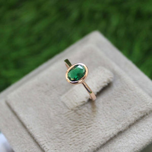 Handmade Sterling <b>Silver</b> Gold Plated <b>Emerald</b> <b>Ring</b> Bezel Setting Trendy Minimalist Boho Healing Jewelry Wholesale Hari Om - Product Image 4
