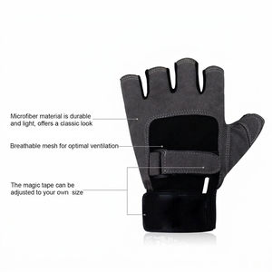 <b>Half</b> Finger Gym Fitness Gloves with Wrist Strap Support for Weight Lifting Women Suede Breathable Non <b>Slip</b> Adjustable 0.5kg - Product Image 5