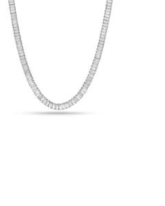 Collar de Cadena Tipo Tenis con Diamantes CZ Baguette de Plata de Ley 925, Joyería de Lujo Estilo Hip Hop para Hombres y Mujeres - Product Image 3
