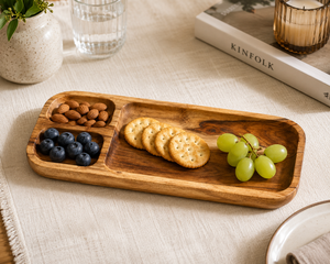 Rectangular Wooden Serving Platter <b>Tray</b> with Compartments Acacia Wood <b>Snack</b> Serving Board - Product Image 6