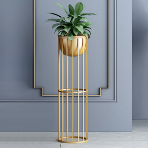 Jardinière décorative en aluminium de grande taille au design élégant, article de décoration de luxe pour hôtel, finition antique - Product Image 3